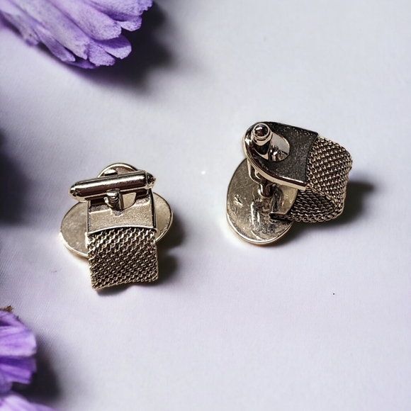 CufflinksVintage Anson cufflinks silver finish base metal, black enamel - Picture 2 of 4